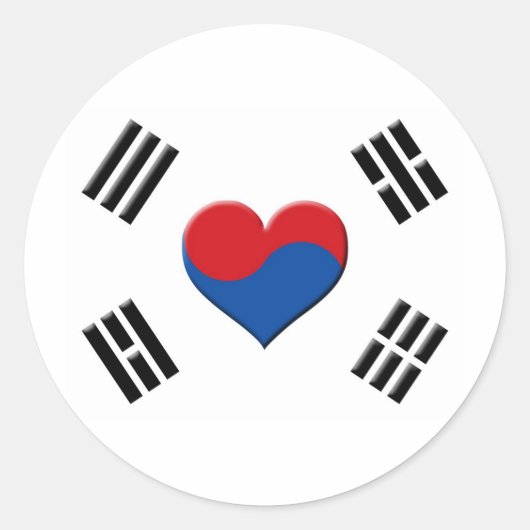 Zuid-Koreaans hart Ronde Sticker (Voorkant)
