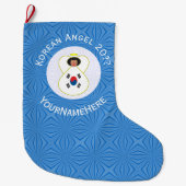 Zuid-Koreaanse Angel Hanukkah vlag gepersonaliseer Grote Kerstsok (Voorkant)