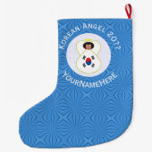 Zuid-Koreaanse Angel Hanukkah vlag gepersonaliseer Grote Kerstsok (Achterkant)