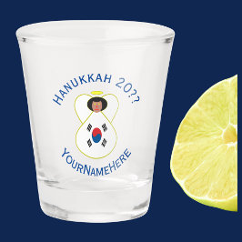 Zuid-Koreaanse engel Hanukkah-vlag gepersonaliseer Shot Glas