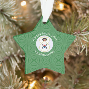 Zuid-Koreaanse engel kerst vlag gepersonaliseerd Ornament