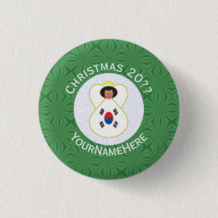 Zuid-Koreaanse engel Kerstmis Vlag Persoonlijk Ronde Button 3,2 Cm