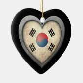 Zuid-Koreaanse hartvlag met metaaleffect Keramisch Ornament (Rechts)