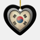 Zuid-Koreaanse hartvlag met metaaleffect Keramisch Ornament (Voorkant)