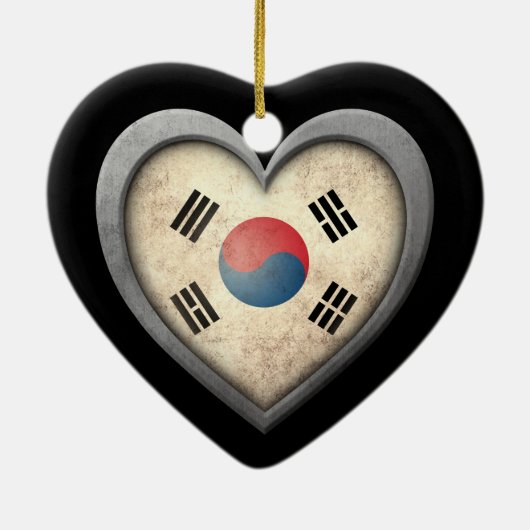 Zuid-Koreaanse hartvlag met metaaleffect Keramisch Ornament (Achterkant)