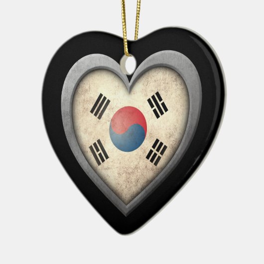 Zuid-Koreaanse hartvlag met metaaleffect Keramisch Ornament (Links)