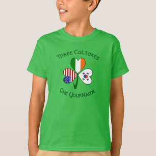 Zuid-Koreaanse Ierse Amerikaanse Vlag Shamrock Per T-shirt