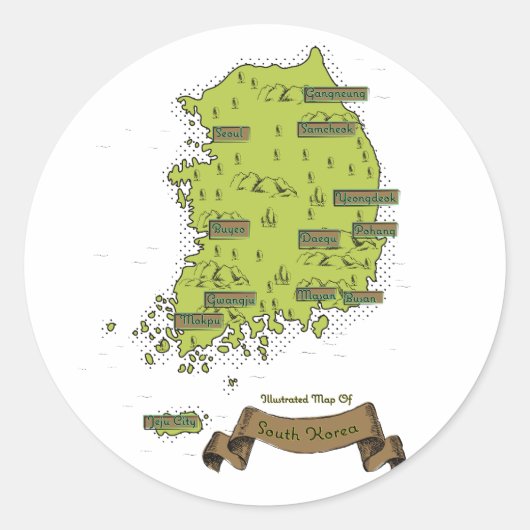 Zuid-Koreaanse kaart Ronde Sticker (Voorkant)