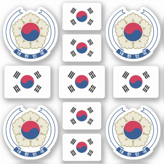 Zuid-Koreaanse symbolen / wapenschild en vlag Sticker (Voorkant)