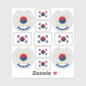 Zuid-Koreaanse symbolen / wapenschild en vlag Sticker (Vel)