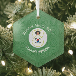 Zuid-Koreaanse vlag Angel Year Jouw naam Hexagon Glas Ornament