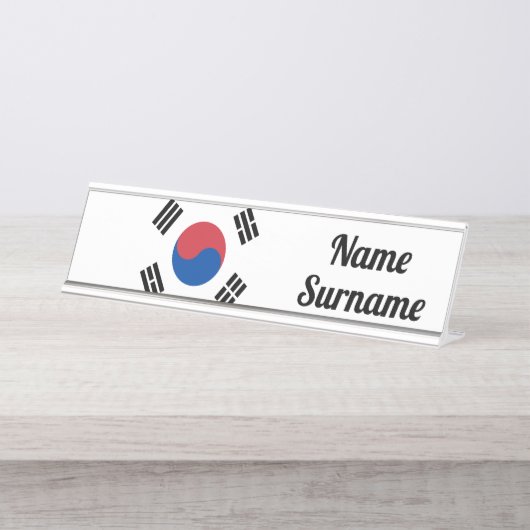 Zuid-Koreaanse vlag Bureau Naambordje (Voorkant)