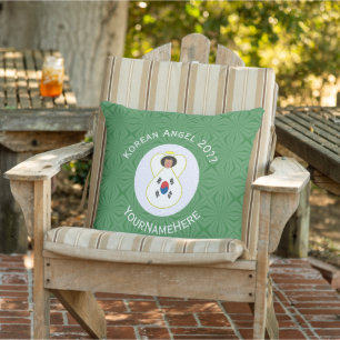 Zuid-Koreaanse vlag Engel Jaar met Jouw naam Buitenkussen