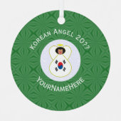 Zuid-Koreaanse vlag Engel Jaar met Jouw naam Cirke Metalen Ornament (Voorkant)