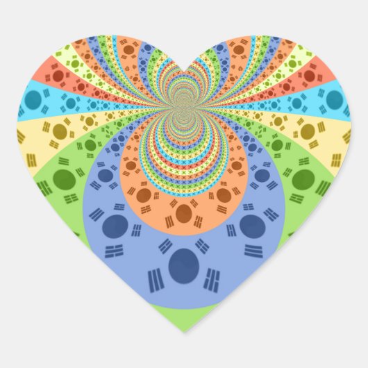 Zuid-Koreaanse vlag geïnspireerde Abstracte kunstp Hart Sticker (Voorkant)