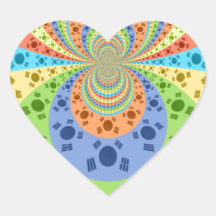 Zuid-Koreaanse vlag geïnspireerde Abstracte kunstp Hart Sticker