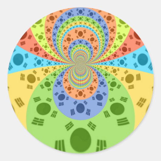 Zuid-Koreaanse vlag geïnspireerde Abstracte kunstp Ronde Sticker (Voorkant)