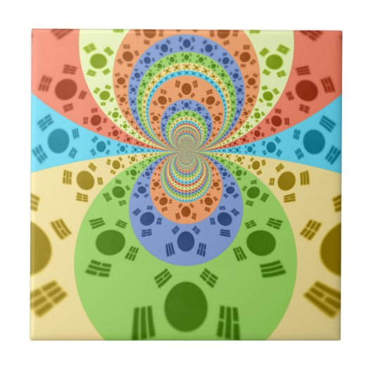 Zuid-Koreaanse vlag geïnspireerde Abstracte kunstp Tegeltje (Voorkant)