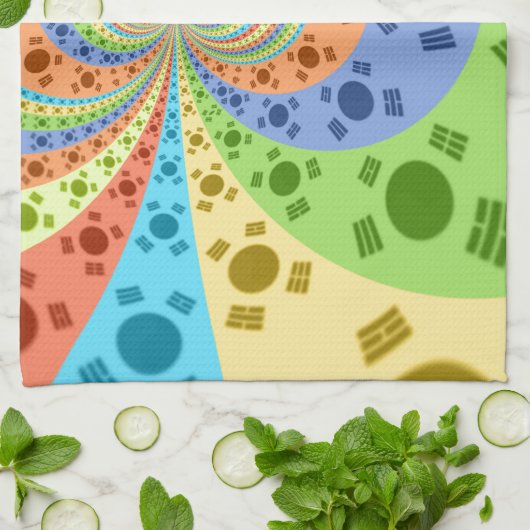 Zuid-Koreaanse vlag geïnspireerde Abstracte kunstp Theedoek (Gevouwen)