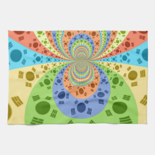 Zuid-Koreaanse vlag geïnspireerde Abstracte kunstp Theedoek