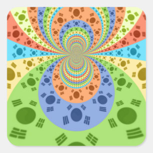 Zuid-Koreaanse vlag geïnspireerde Abstracte kunstp Vierkante Sticker