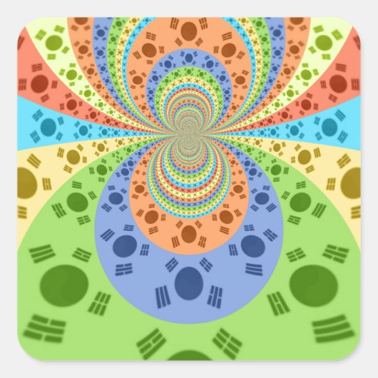 Zuid-Koreaanse vlag geïnspireerde Abstracte kunstp Vierkante Sticker (Voorkant)