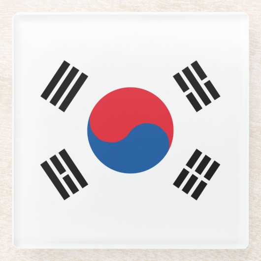 Zuid-Koreaanse vlag Glazen Onderzetter (Voorkant)
