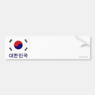 Zuid-Koreaanse vlag met naam in het Koreaans Bumpersticker