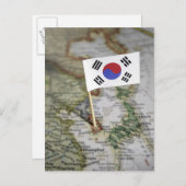 Zuid-Koreaanse vlag op kaart (Voorkant / Achterkant)