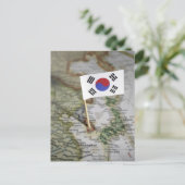 Zuid-Koreaanse vlag op kaart (Staand voorkant)