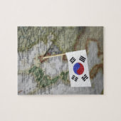 Zuid-Koreaanse vlag op kaart Legpuzzel (Horizontaal)