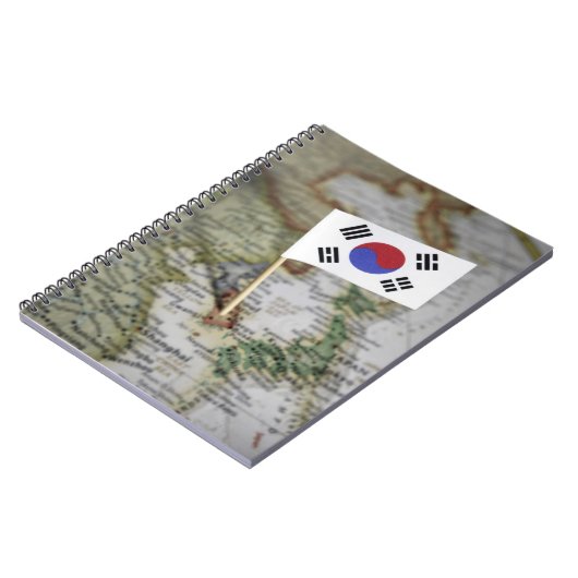 Zuid-Koreaanse vlag op kaart Notitieboek (Linkerzijde)