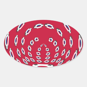 Zuid-Koreaanse vlag Polka Dots: een bloemige twist Ovale Sticker