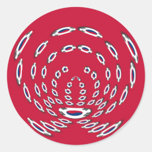 Zuid-Koreaanse vlag Polka Dots: een bloemige twist Ronde Sticker