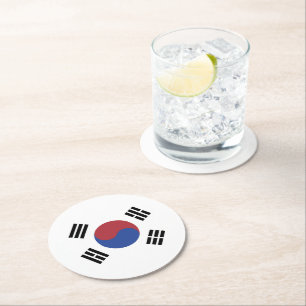 Zuid-Koreaanse vlag Ronde Kartonnen Onderzetter