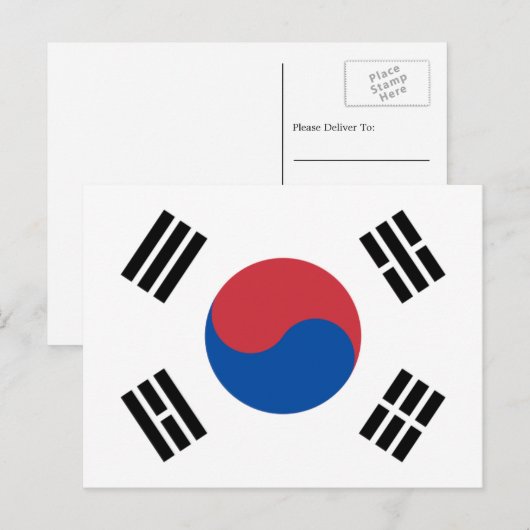 Zuid-Koreaanse vlag, vlag van Zuid-Korea Briefkaart (Voorkant / Achterkant)
