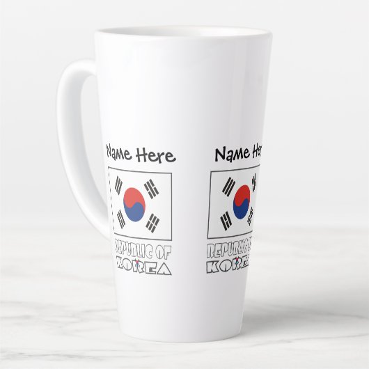 Zuid-Koreaanse vlag Zwart Personaliseren Latte Mok (Linkerhoek)