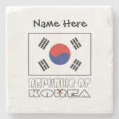 Zuid-Koreaanse vlag Zwart Personaliseren Stenen Onderzetter (Voorkant)
