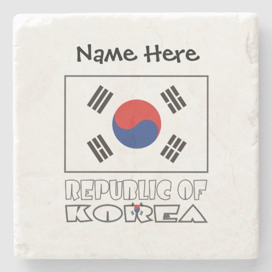 Zuid-Koreaanse vlag Zwart Personaliseren Stenen Onderzetter (Voorkant)