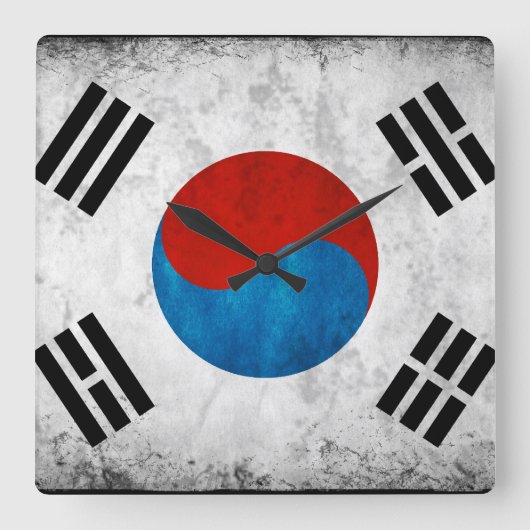Zuid-Koreaanse vlaggen Vierkante Klok (Voorkant)