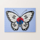 Zuid-Koreaanse vlindervlag op blauw Legpuzzel (Horizontaal)