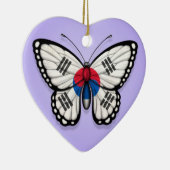 Zuid-Koreaanse vlindervlag op Paars Keramisch Ornament (Rechts)