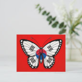 Zuid-Koreaanse vlindervlag op rood Briefkaart (Staand voorkant)