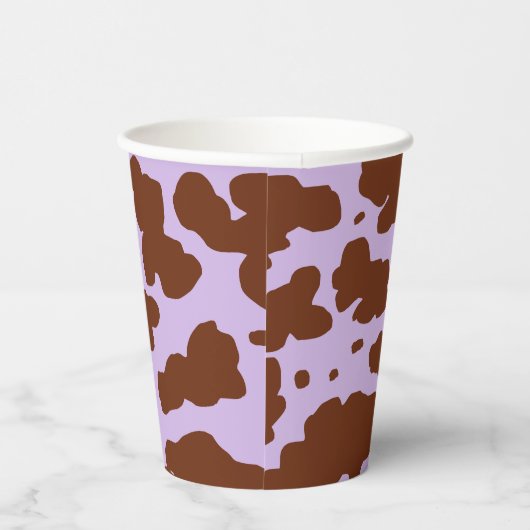 Zuid-Lila Paarse en bruine Koe Skin Print Papieren Bekers (Rechts)