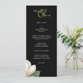 Zuid-Magnolia Bloem Programma | Elegant zwart Programmakaart (Staand voorkant)