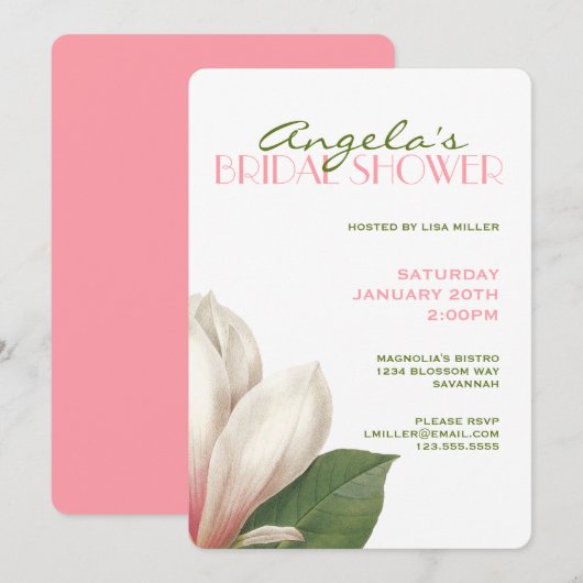 Zuid-Magnolia-Vrijgezellenfeest | roze wit groen Kaart (Voorkant / Achterkant)