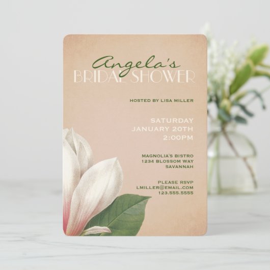 Zuid-Magnolia-Vrijgezellenfeest | Rustieke blos Kaart (Staand voorkant)