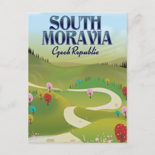 Zuid-Moravië Tsjechië reisposter Briefkaart (Voorkant)