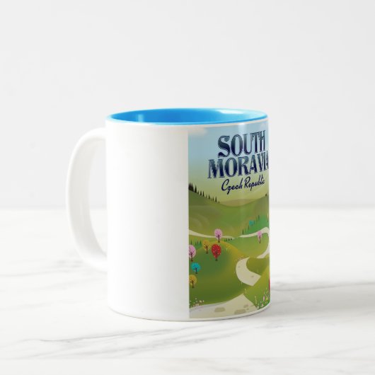 Zuid-moravië Tsjechische Republiek reisposter Tweekleurige Koffiemok (Voorkant links)