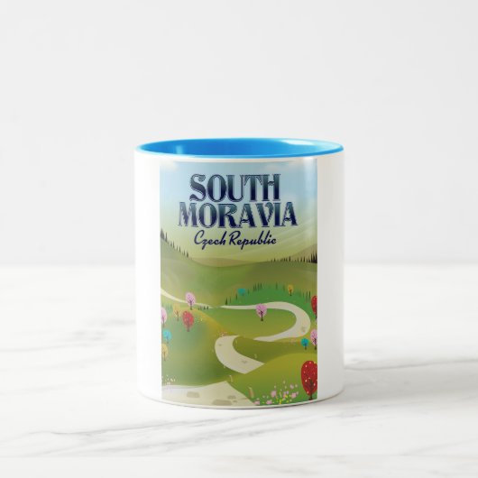 Zuid-moravië Tsjechische Republiek reisposter Tweekleurige Koffiemok (Center)